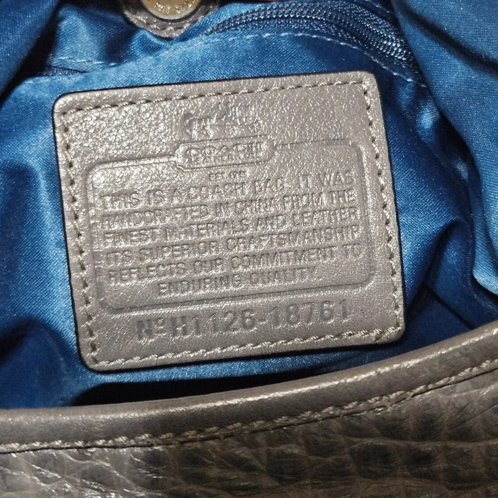 Coach Chelsea Jayden Gray Croc‎ Embossed Leather Hobo Bag 18761 Blue Lining